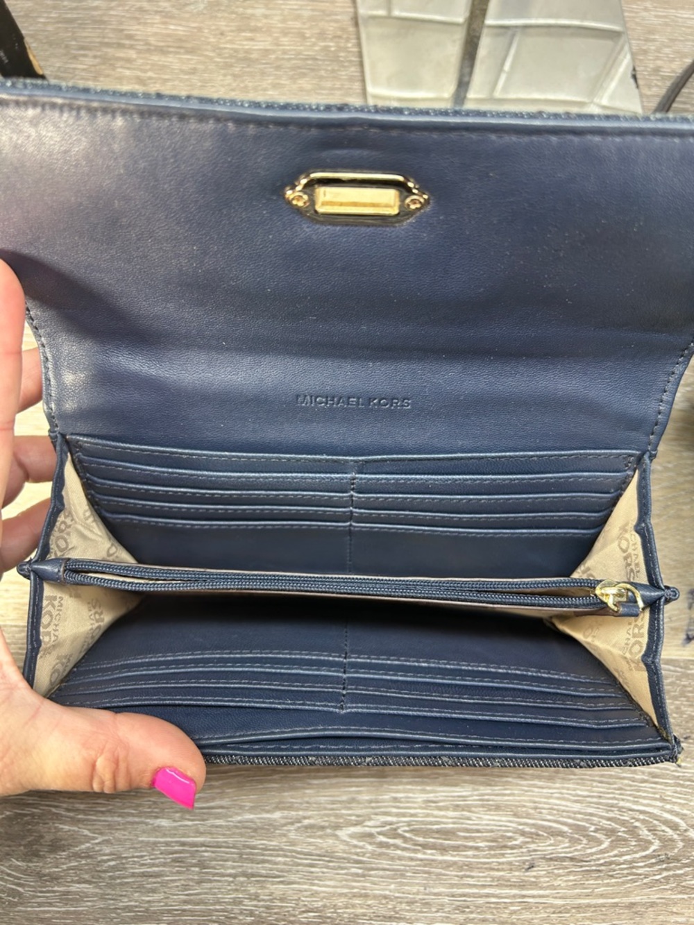 1955 Michael Kors dark denim Leather Tote with Gold Hardware 259041955 - Picture 16 of 16